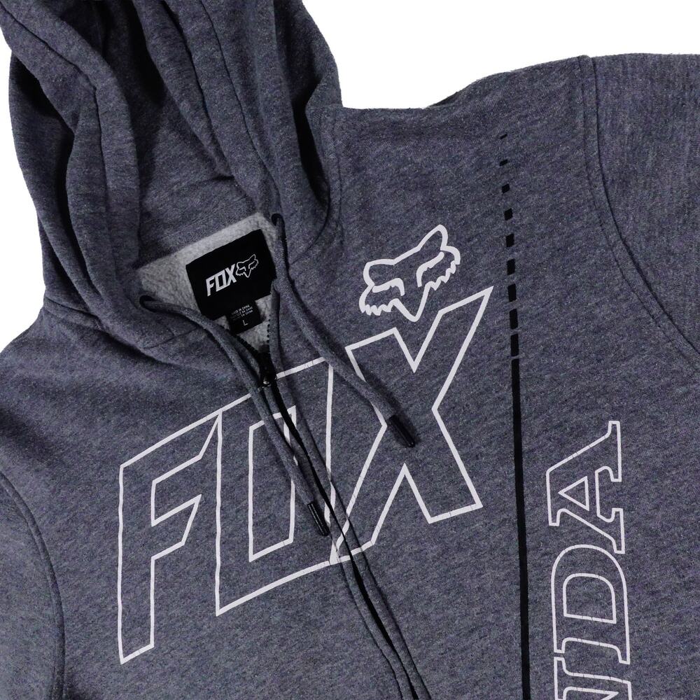 Fox Racing Honda Motocross Dirt Bike Performance Full Zip Gray Hoodie Mens Large